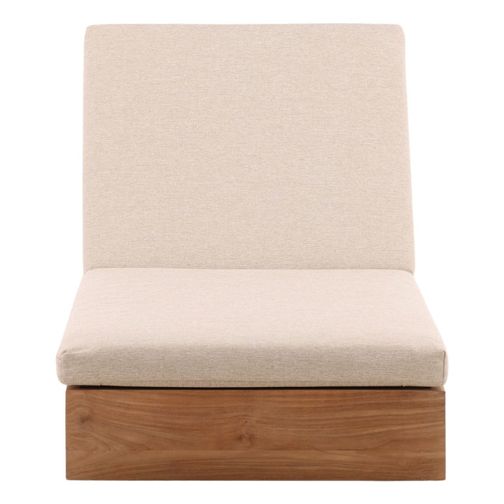 Darlren Sand Teak Outdoor Chaise, front view