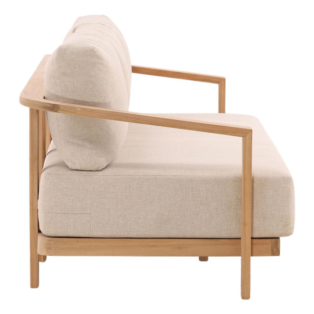 Redren Sand Teak Outdoor Sofa, profile view