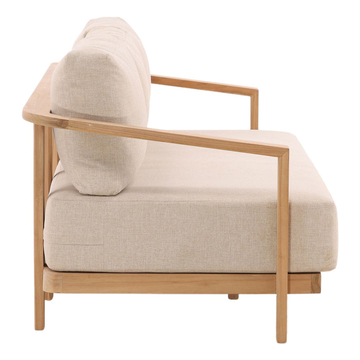 Redren Sand Teak Outdoor Sofa, profile view