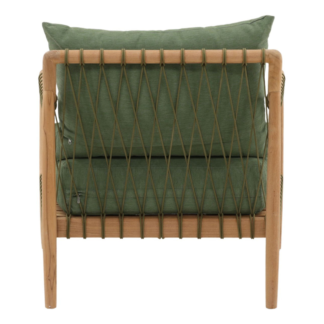 Tahren Green Teak Outdoor Lounge Chair, back view