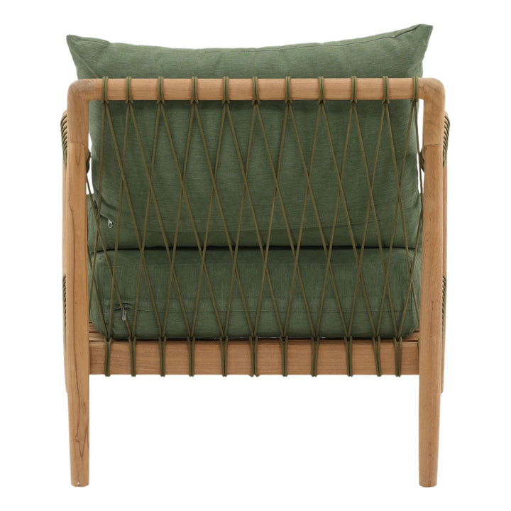 Tahren Green Teak Outdoor Lounge Chair, back view