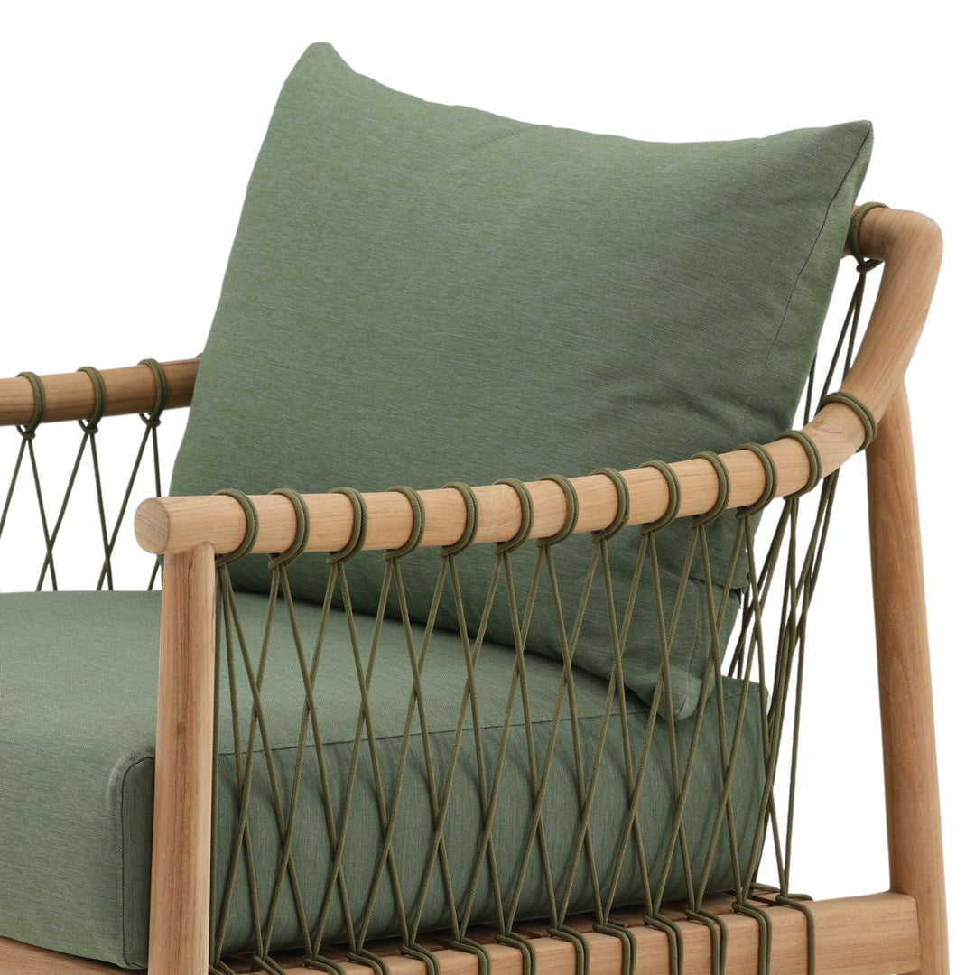 Tahren Green Teak Outdoor Lounge Chair, detail 2 view