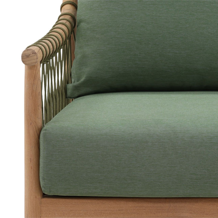 Tahren Green Teak Outdoor Lounge Chair, detail 3 view