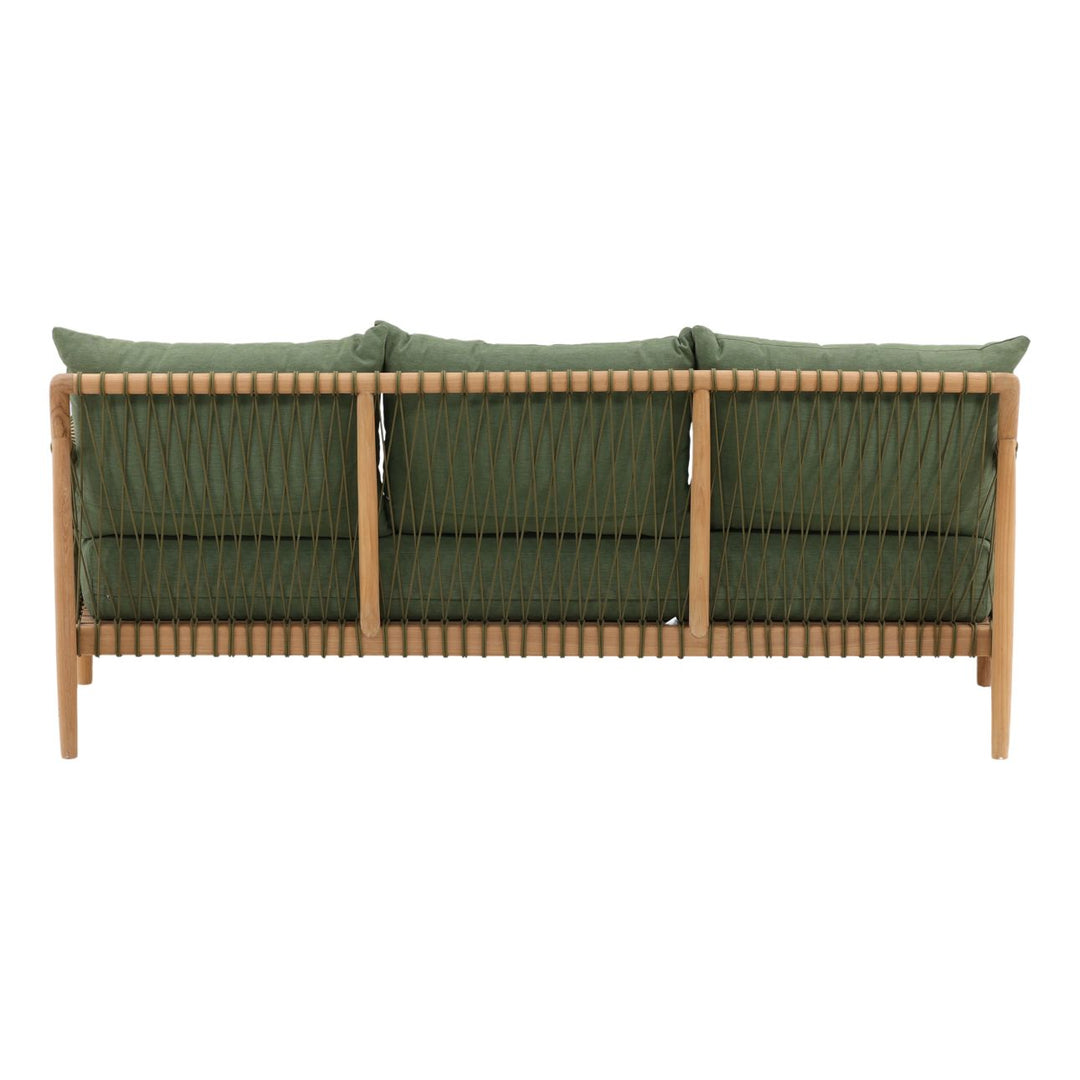 Tahren Teak Outdoor Sofa, Green, back view