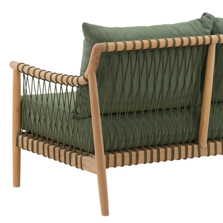 Tahren Teak Outdoor Sofa, Green, detail 1 view