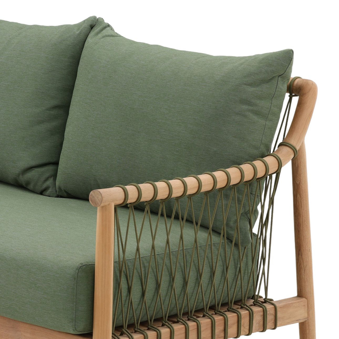 Tahren Teak Outdoor Sofa, Green, detail 2 view