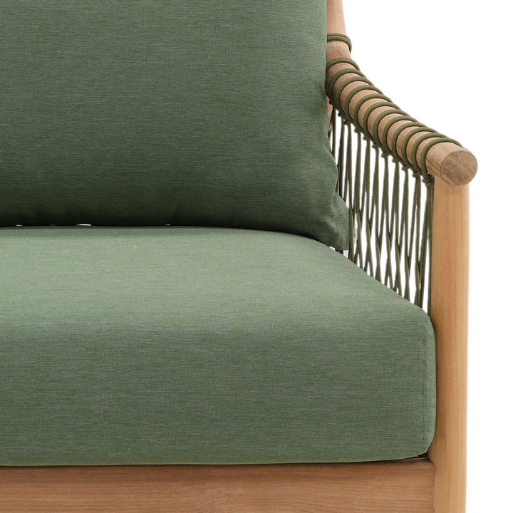 Tahren Teak Outdoor Sofa, Green, detail 3 view