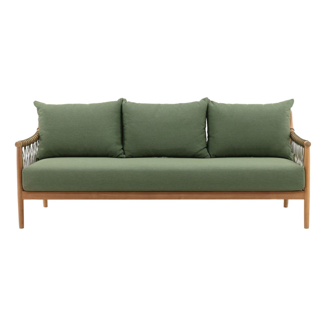 Tahren Teak Outdoor Sofa, Green, front view