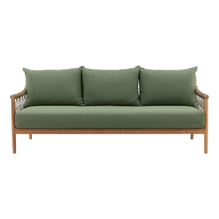 Tahren Teak Outdoor Sofa, Green, front view