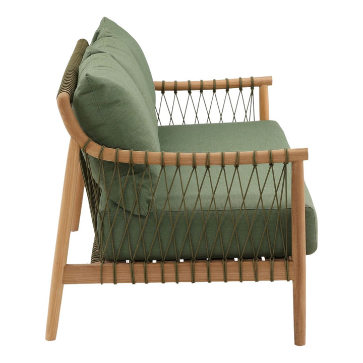 Tahren Teak Outdoor Sofa, Green, profile view