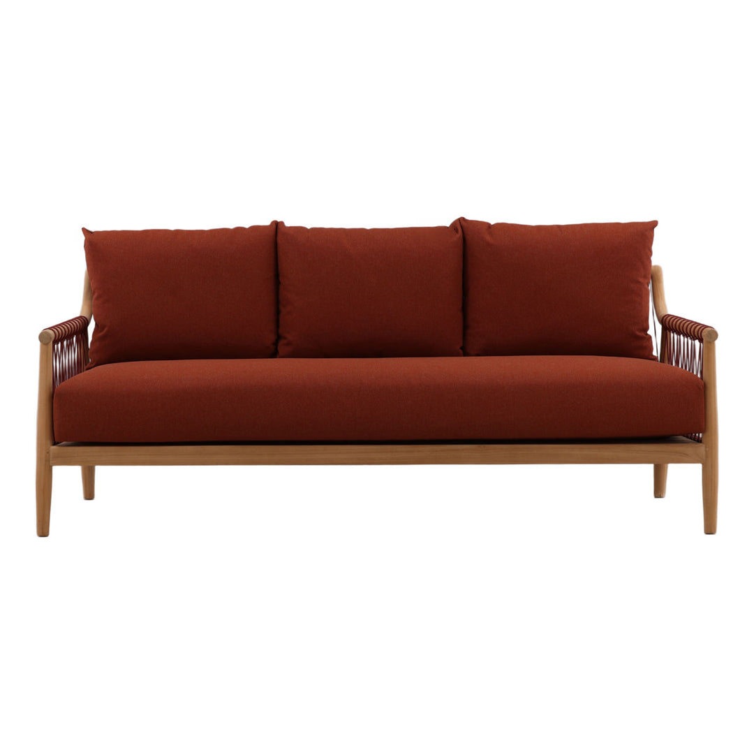 Tahren Teak Outdoor Sofa, Rust, front view