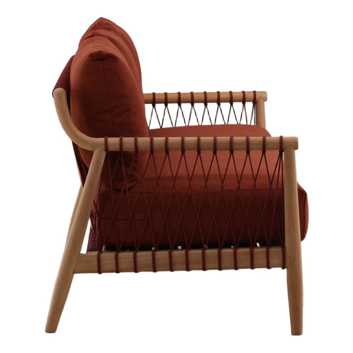 Tahren Teak Outdoor Sofa, Rust, profile view