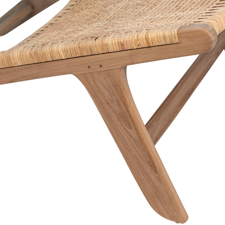 Emren Natural Teak Rattan Lounge Chair, detail 3 view