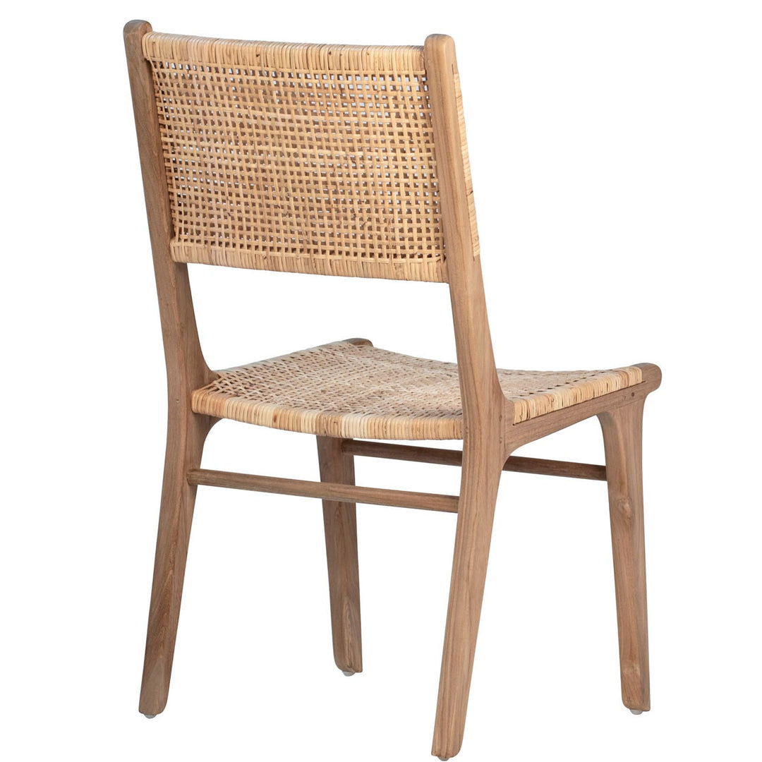 Emrys Teak and Rattan Dining Chair, back three quarter view