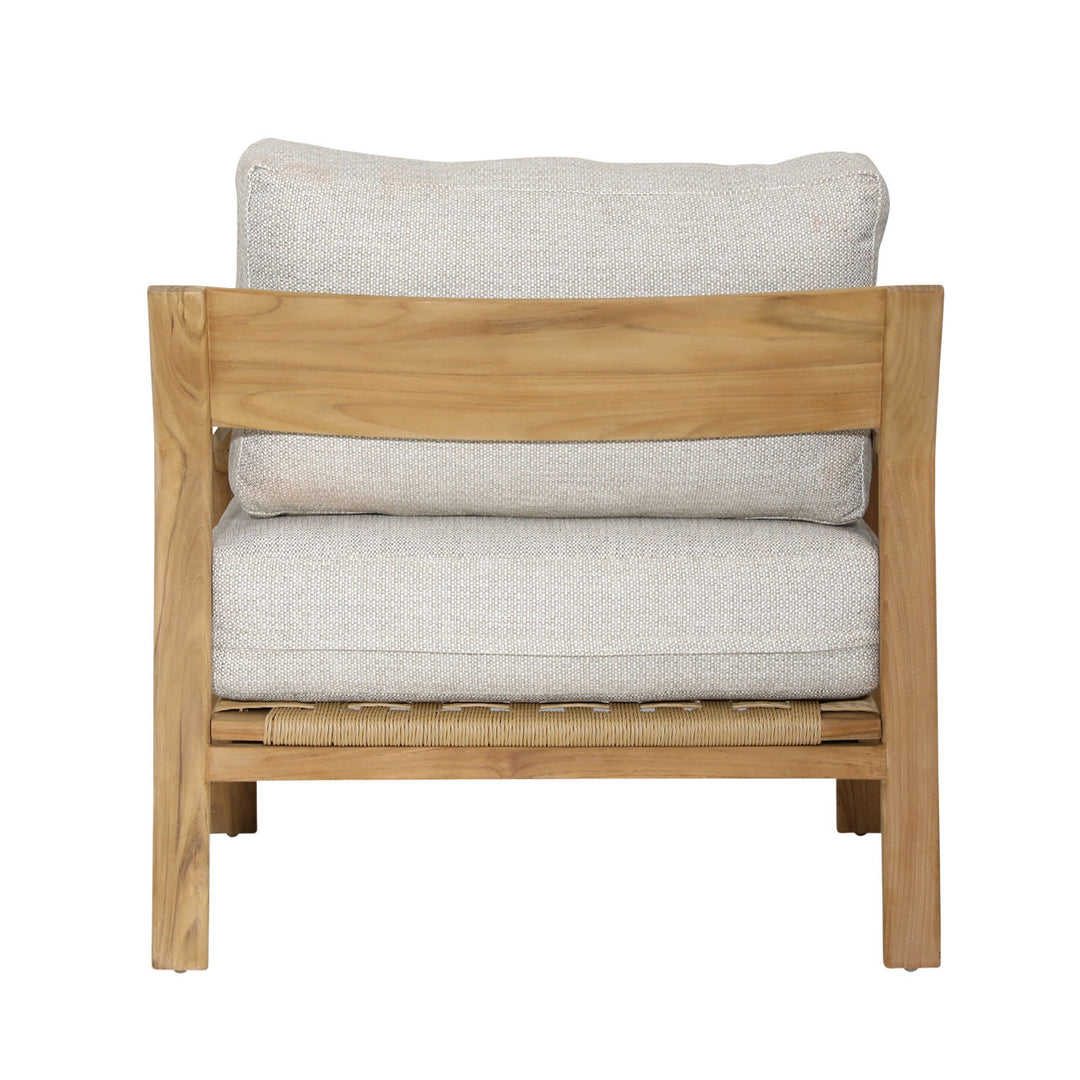 Lexren Taupe Teak Outdoor Lounge Chair, back view