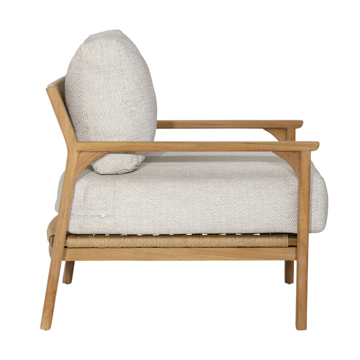 Lexren Taupe Teak Outdoor Lounge Chair, profile view