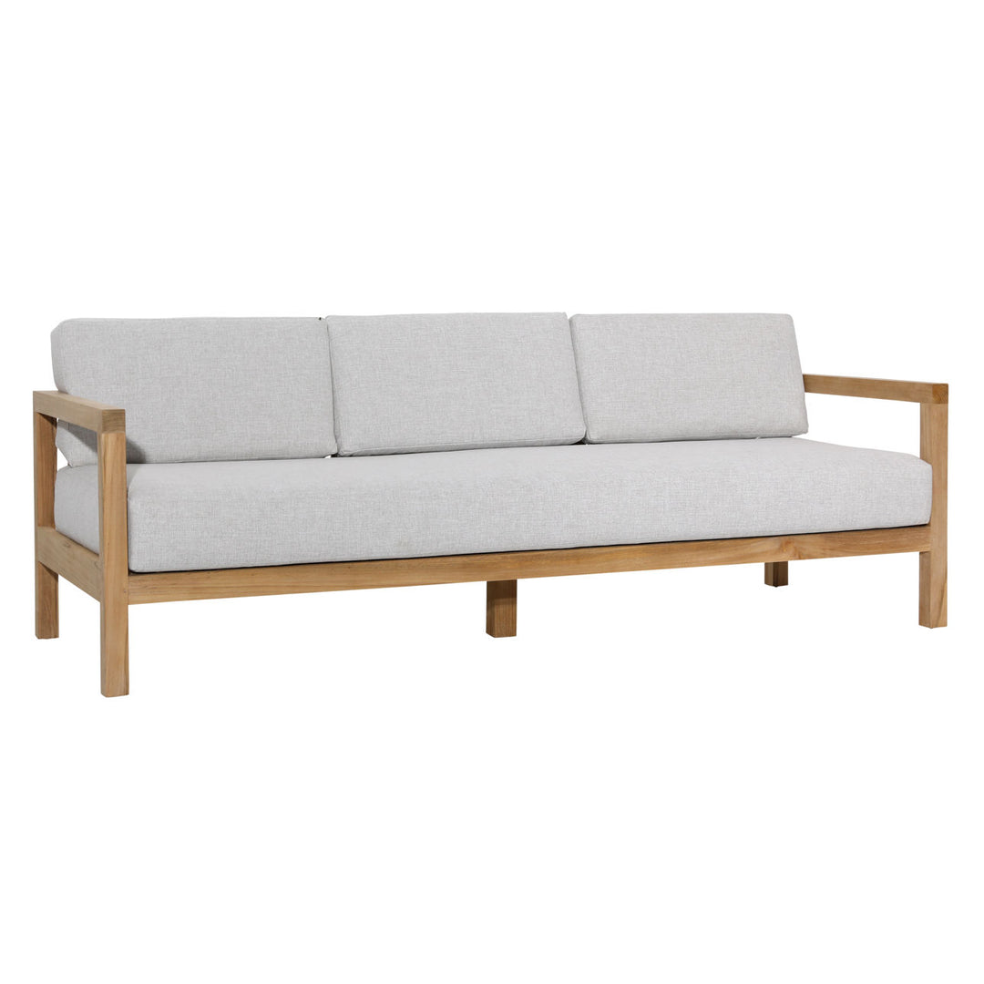 Boeren Light Grey Teak Outdoor Sofa, three-quarter studio view