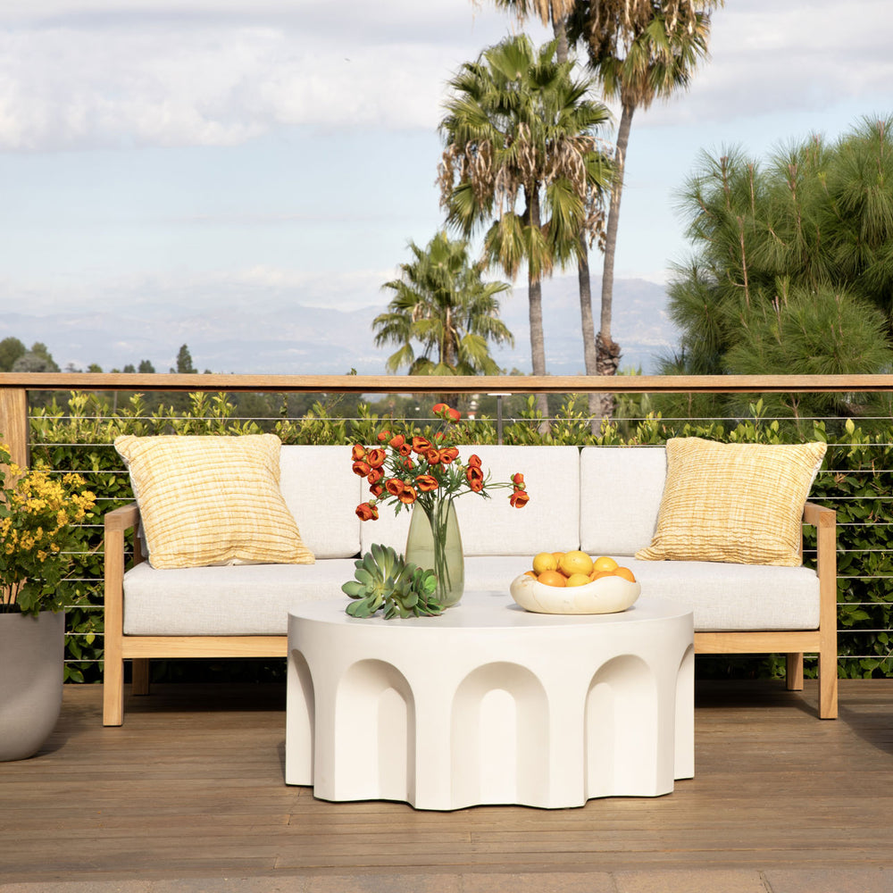 Boeren Light Grey Teak Outdoor Sofa, lifestyle view