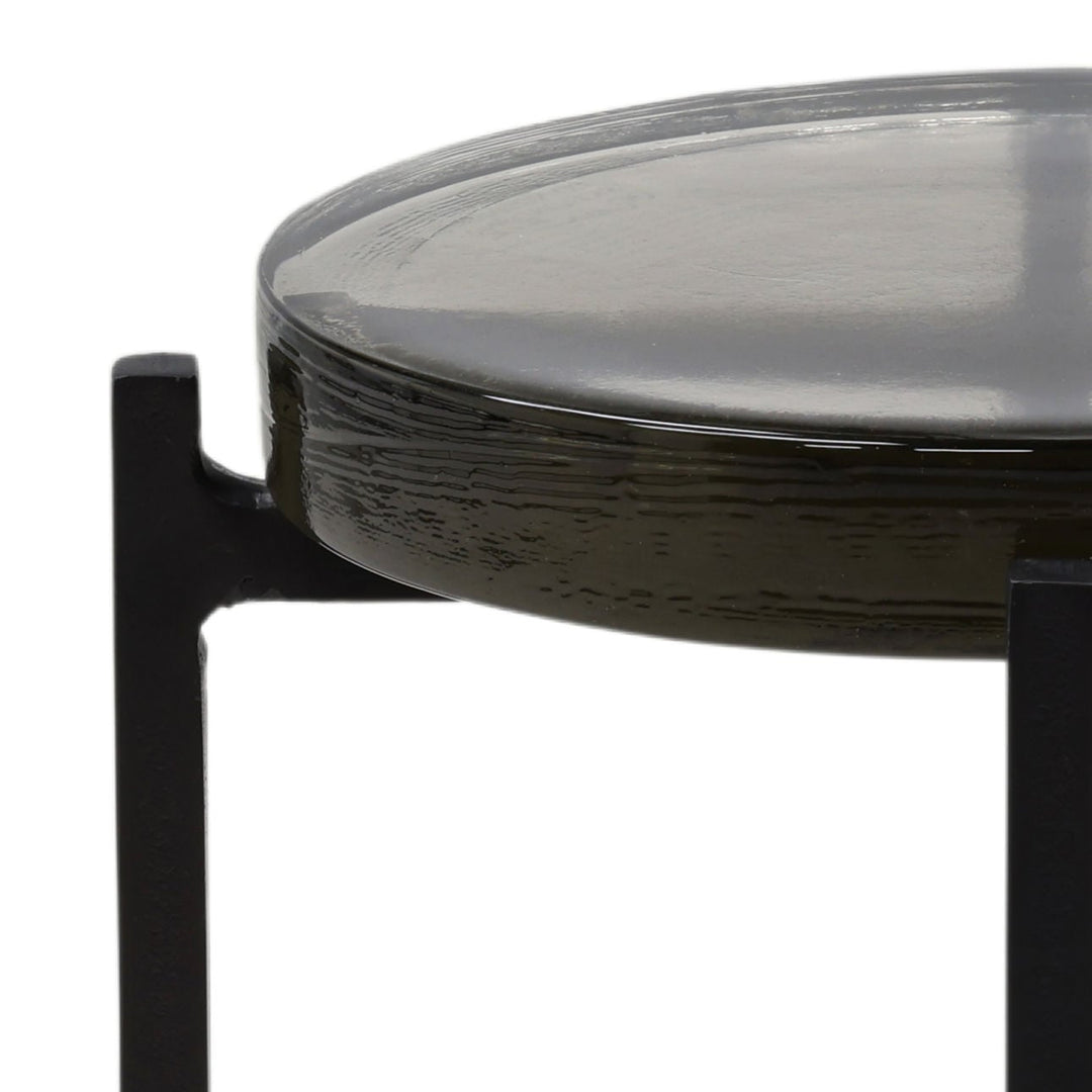 Navi Black Glass Side Table, detail 1 view