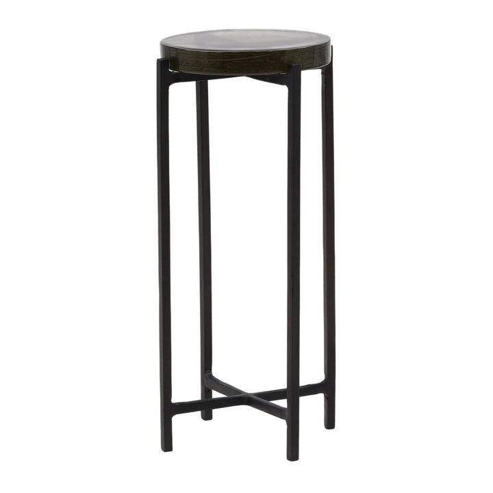 Navi Black Glass Side Table, three-quarter studio view