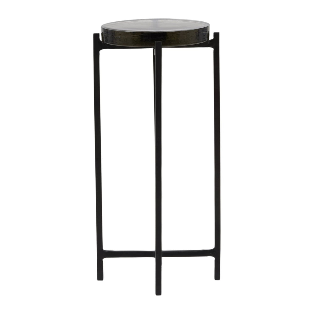 Navi Black Glass Side Table, front view