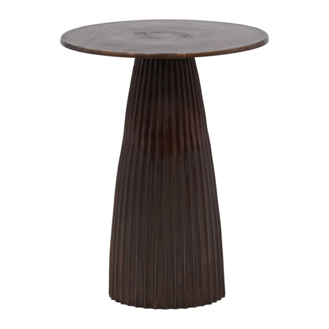 Corin Bronze-Finish Side Table, three-quarter studio view