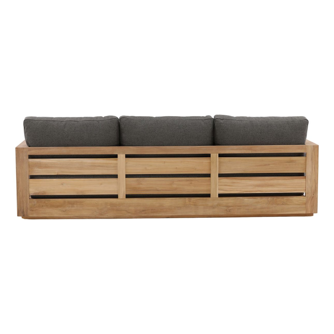 Darlren Teak Outdoor Sofa, Charcoal, back view