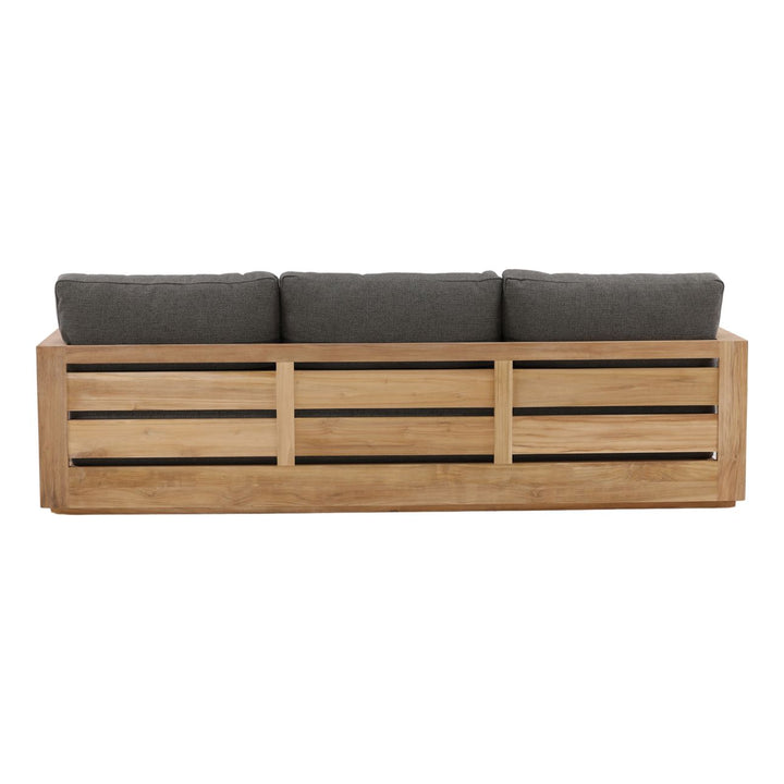 Darlren Teak Outdoor Sofa, Charcoal, back view