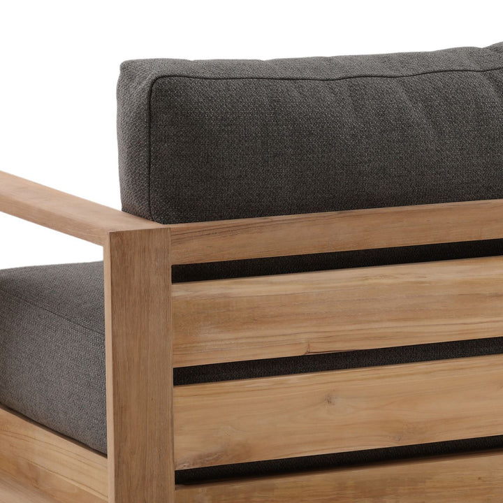 Darlren Teak Outdoor Sofa, Charcoal, detail 2 view