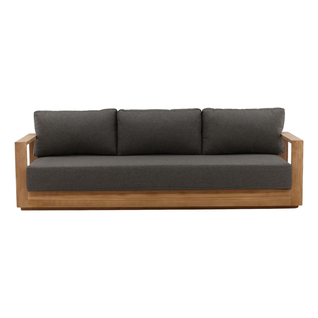 Darlren Teak Outdoor Sofa, Charcoal, front view
