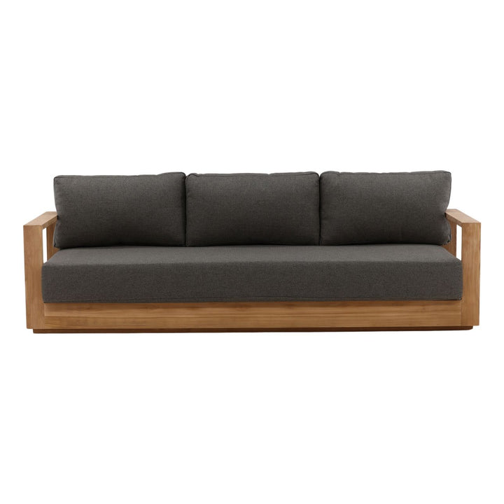 Darlren Teak Outdoor Sofa, Charcoal, front view
