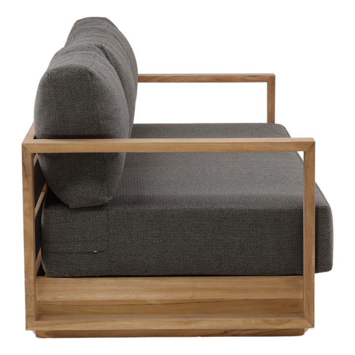 Darlren Teak Outdoor Sofa, Charcoal, profile view