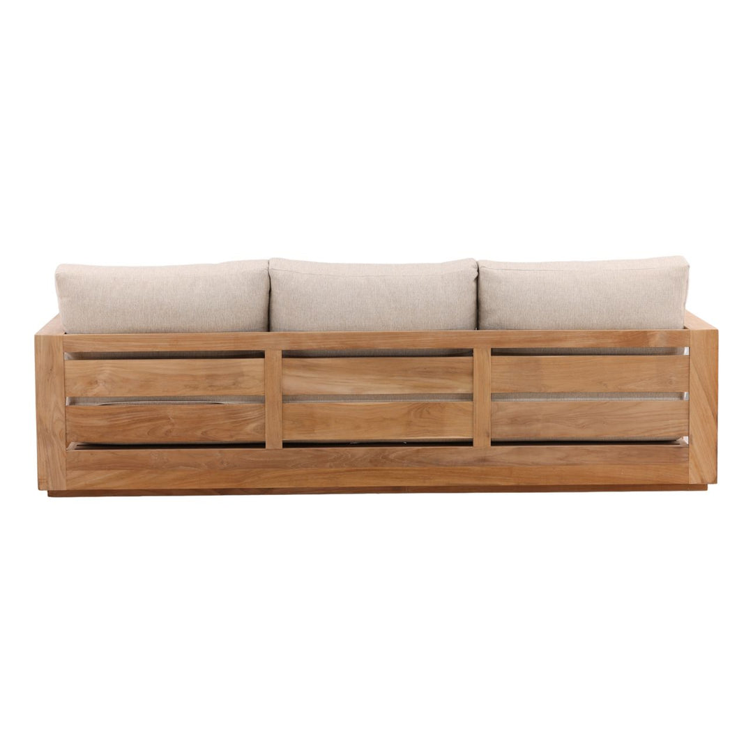 Darlren Teak Outdoor Sofa, Sand, back view