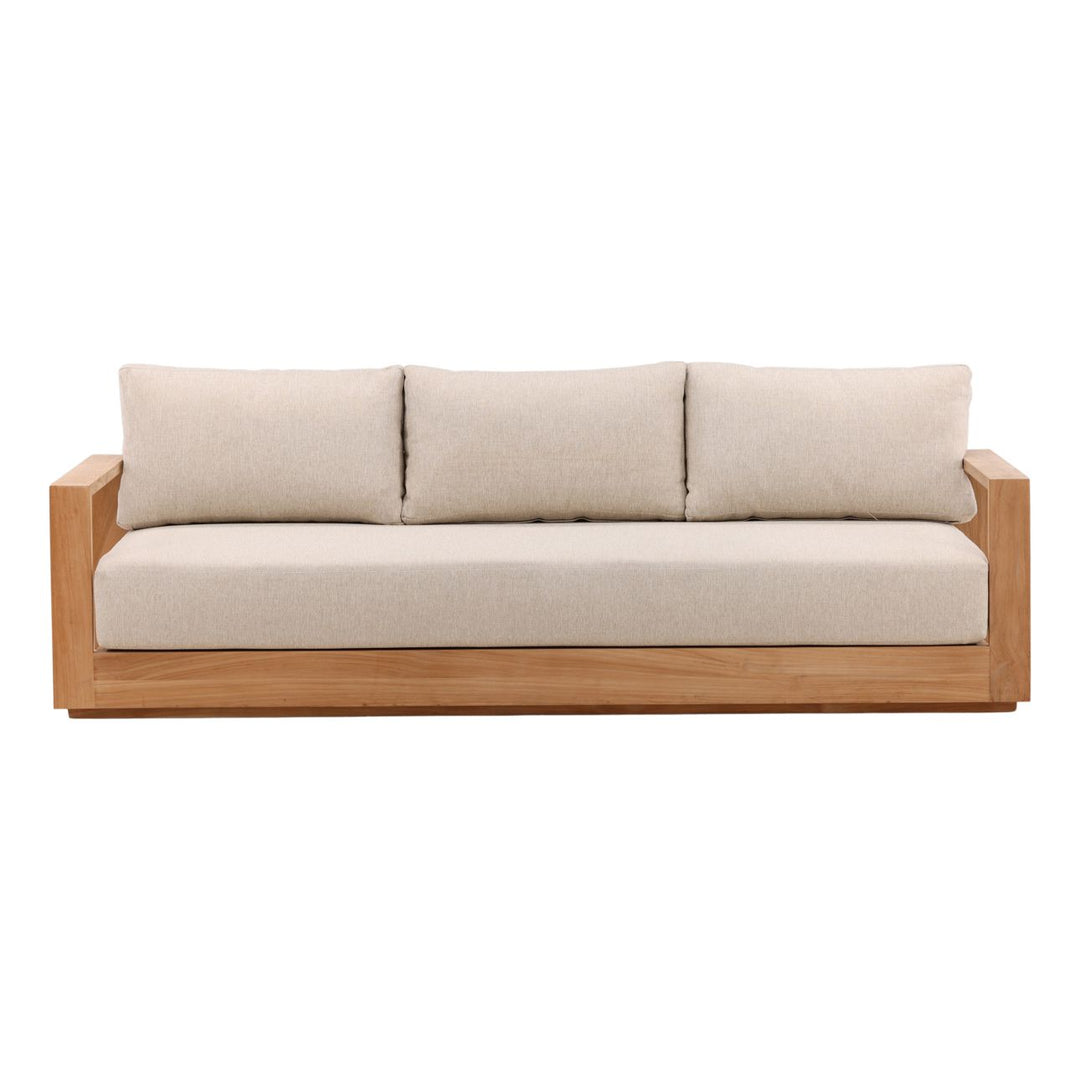Darlren Teak Outdoor Sofa, Sand, front view