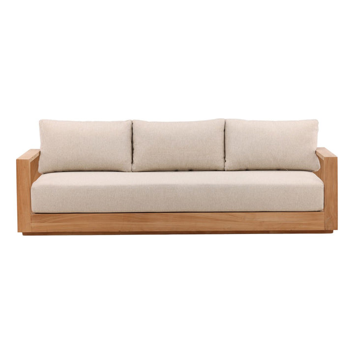 Darlren Teak Outdoor Sofa, Sand, front view