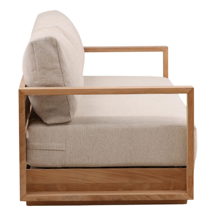 Darlren Teak Outdoor Sofa, Sand, profile view