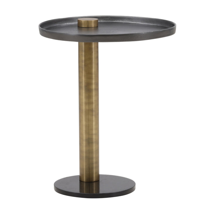 Yori Metal and Marble Side Table, three-quarter studio view