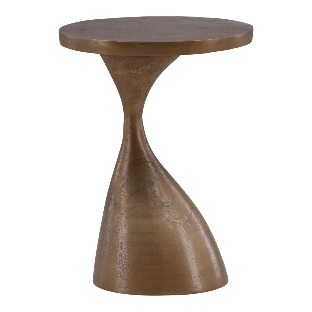 Ellis Brass-Finish Side Table, front view