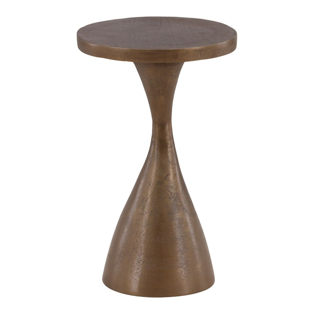 Ellis Brass-Finish Side Table, profile view