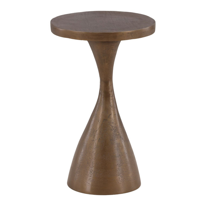Ellis Brass-Finish Side Table, profile view
