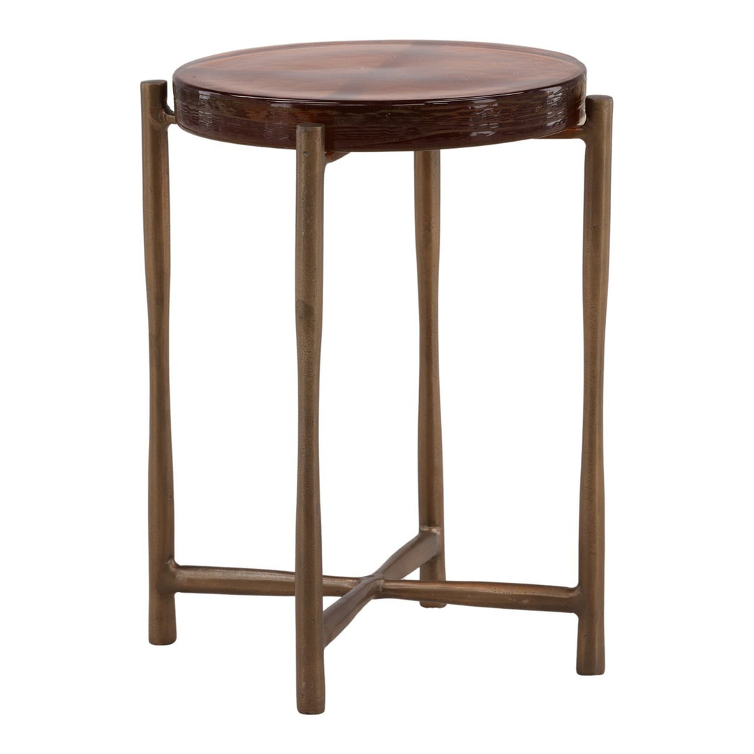 Riven Glass Top Side Table, three-quarter studio view