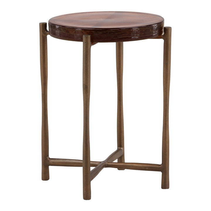 Riven Glass Top Side Table, three-quarter studio view