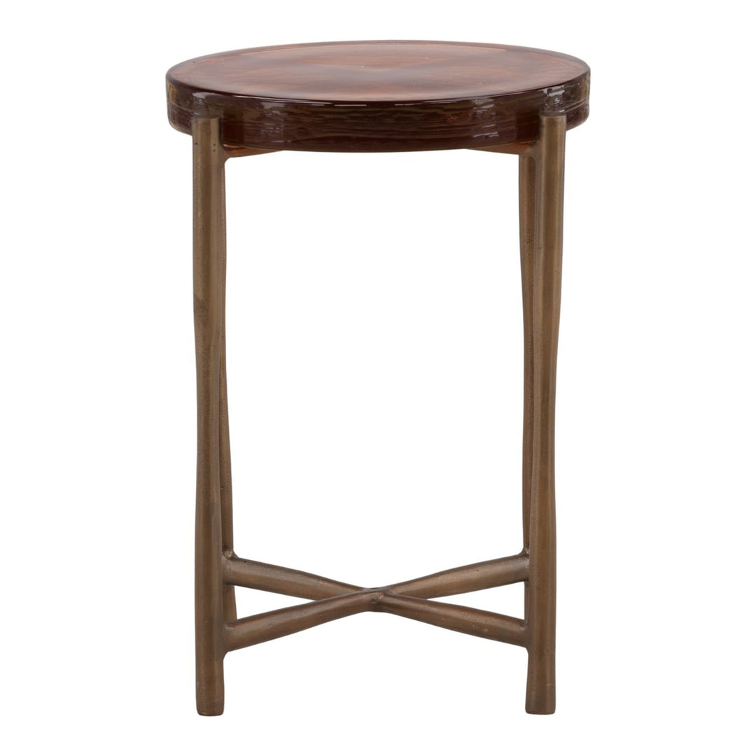 Riven Glass Top Side Table, front view