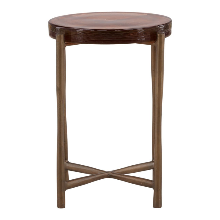 Riven Glass Top Side Table, front view