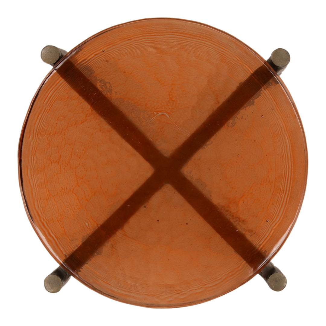 Riven Glass Top Side Table, overhead view