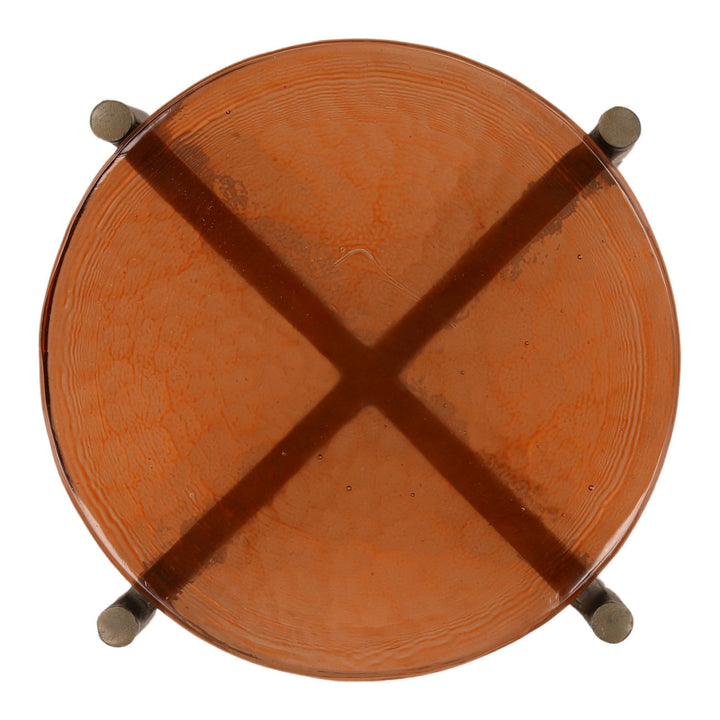 Riven Glass Top Side Table, overhead view