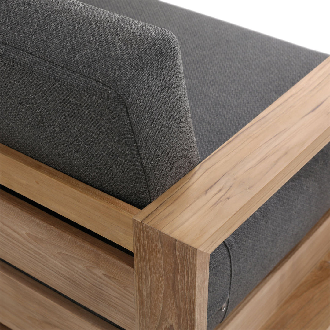 Darlren Teak Outdoor Lounge Chair, Charcoal, detail 2 view