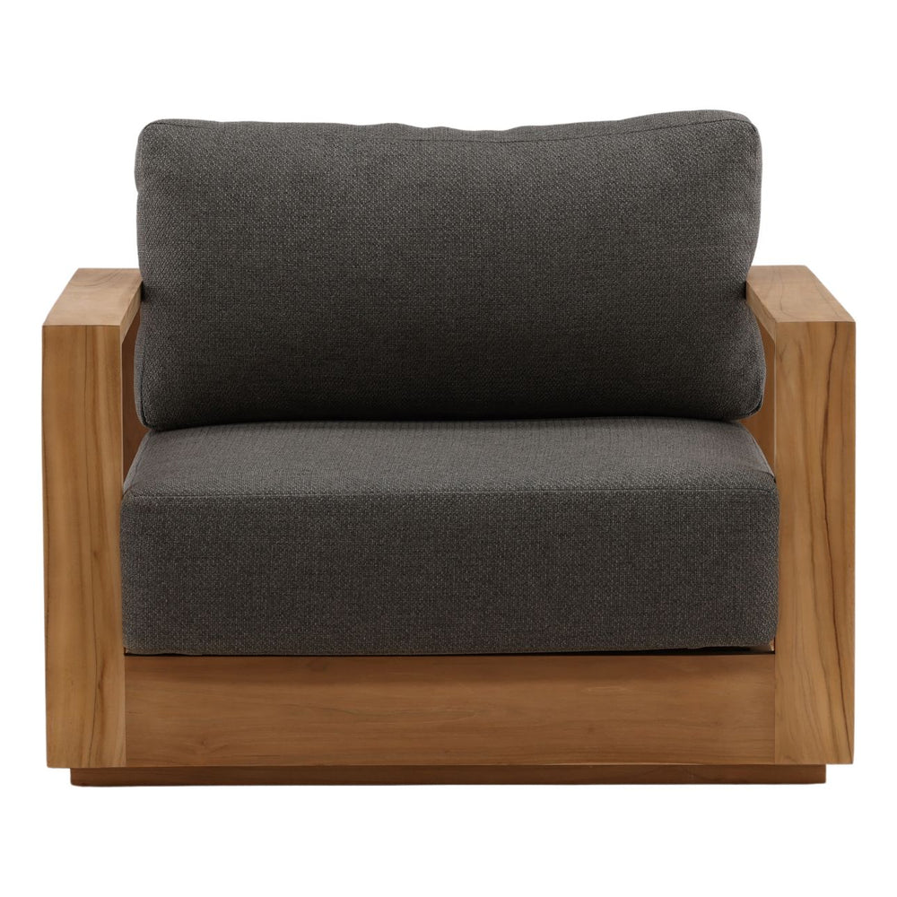 Darlren Teak Outdoor Lounge Chair, Charcoal, front view