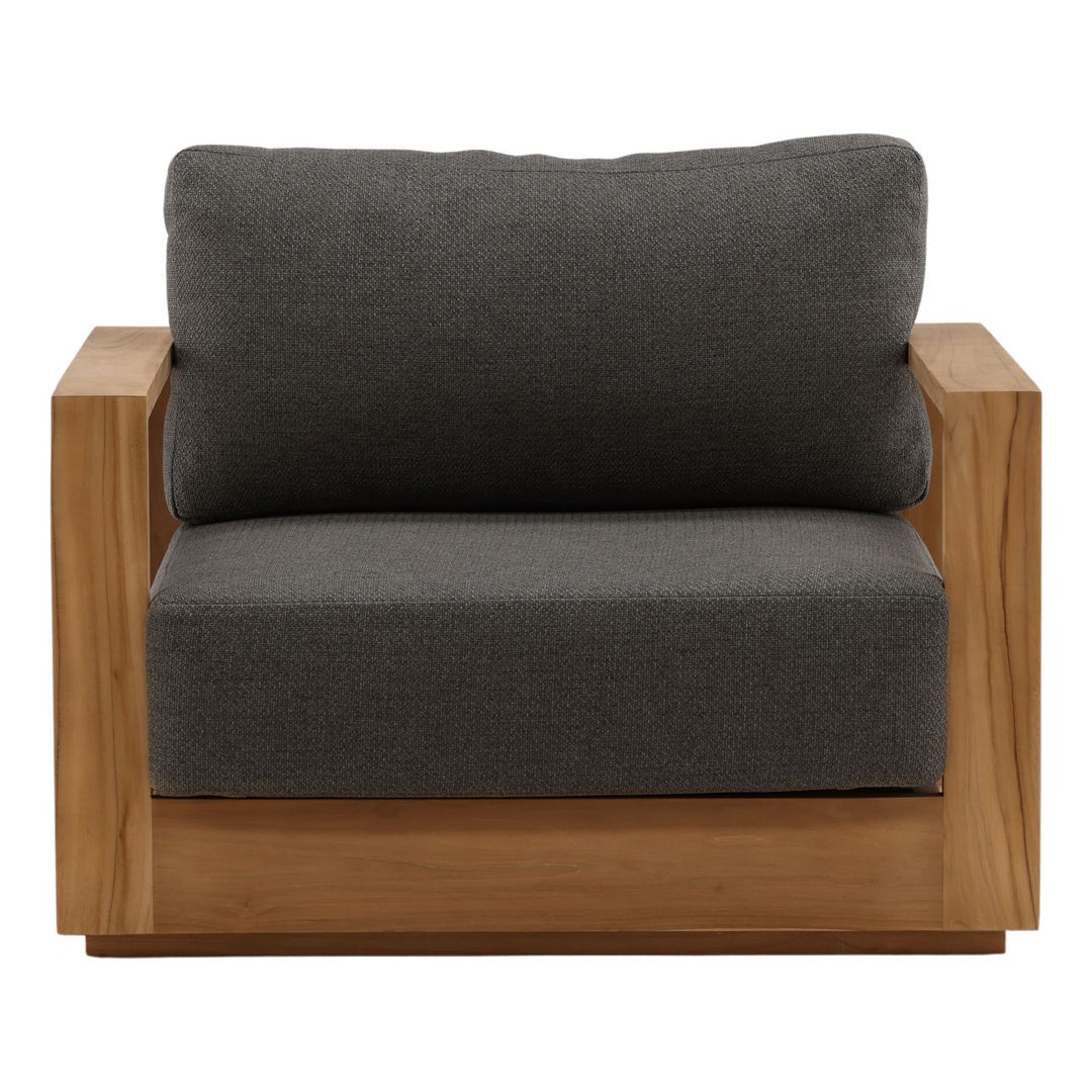 Darlren Teak Outdoor Lounge Chair, Charcoal, front view