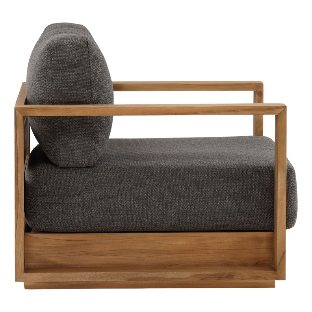 Darlren Teak Outdoor Lounge Chair, Charcoal, profile view